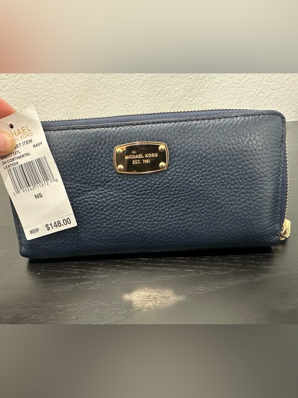 Michael Kors Dark Blue Wallet with Gold Accents